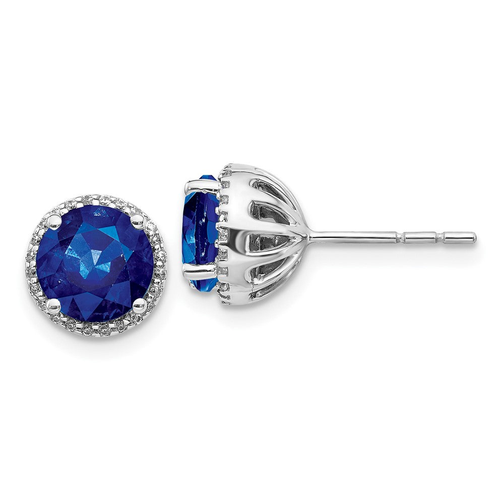 14k White Gold Diamond and Sapphire Post Earrings (1.5 grams)