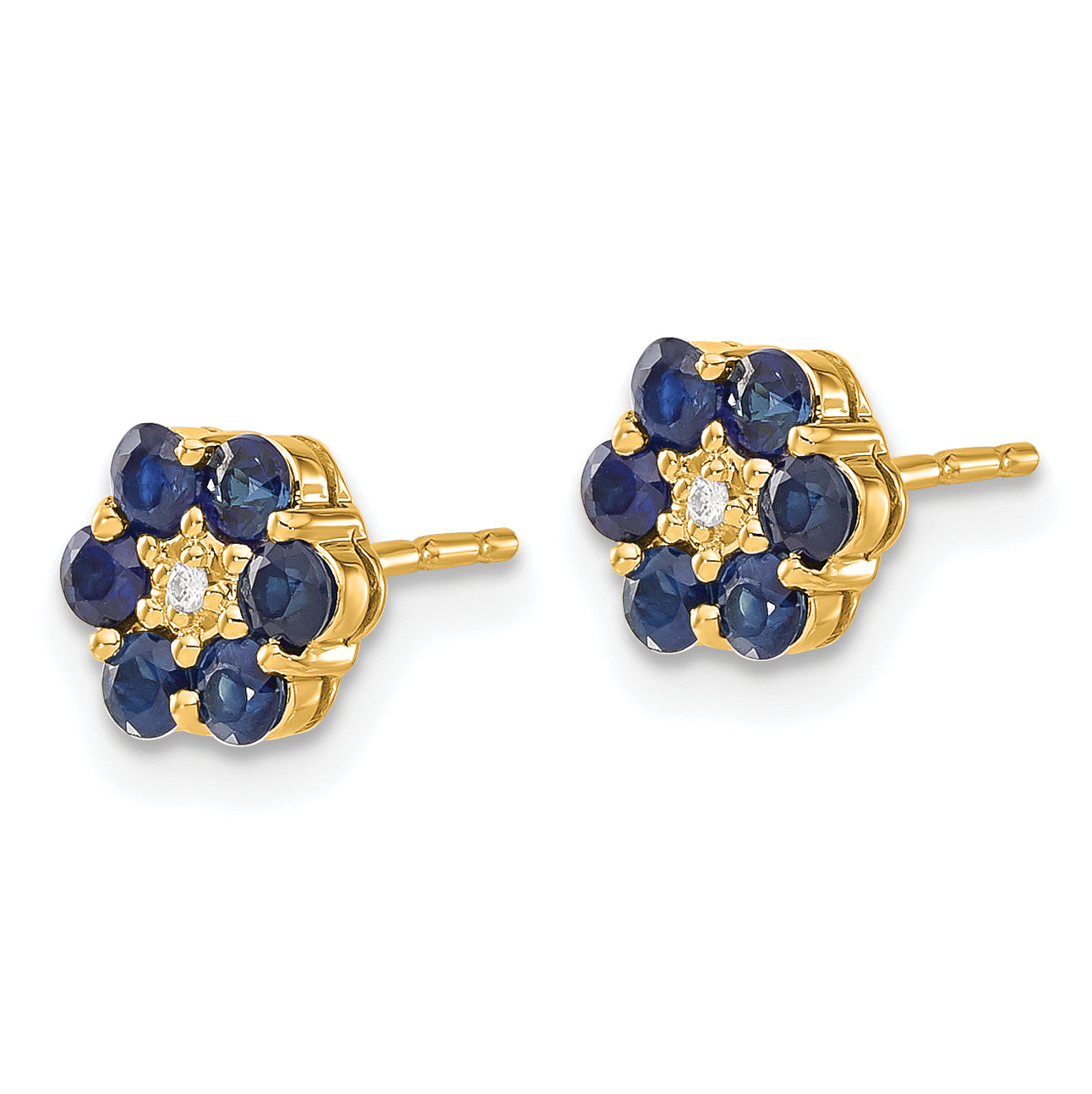 14k and Rhodium Sapphire and Diamond Post Earrings (1.27 grams)