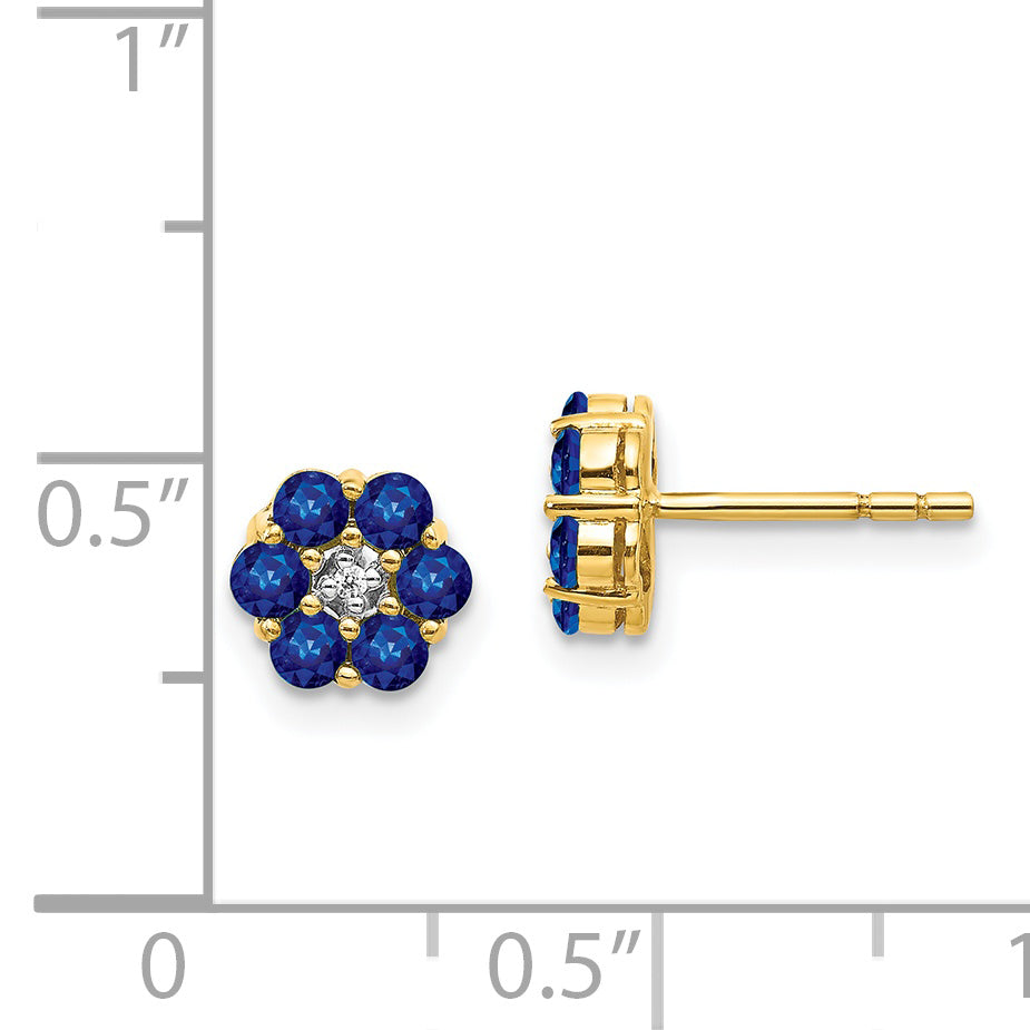 14k and Rhodium Sapphire and Diamond Post Earrings (1.27 grams)