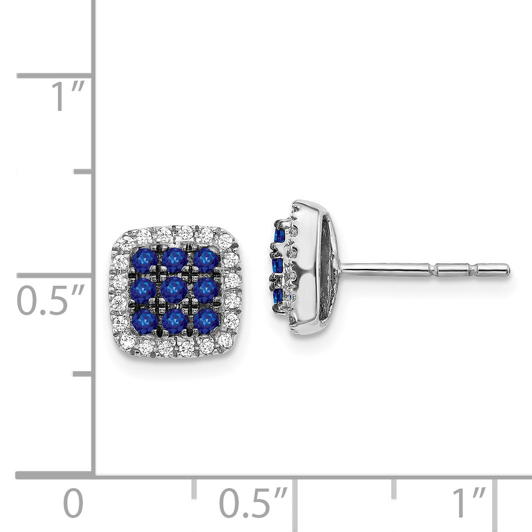 14k White Gold Diamond and Sapphire Post Earrings (2.54 grams)