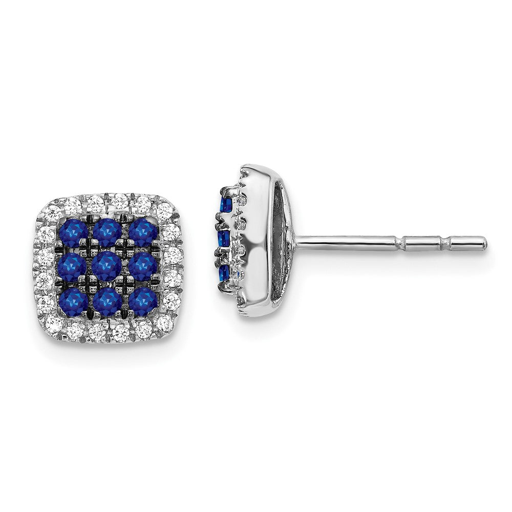 14k White Gold Diamond and Sapphire Post Earrings (2.54 grams)