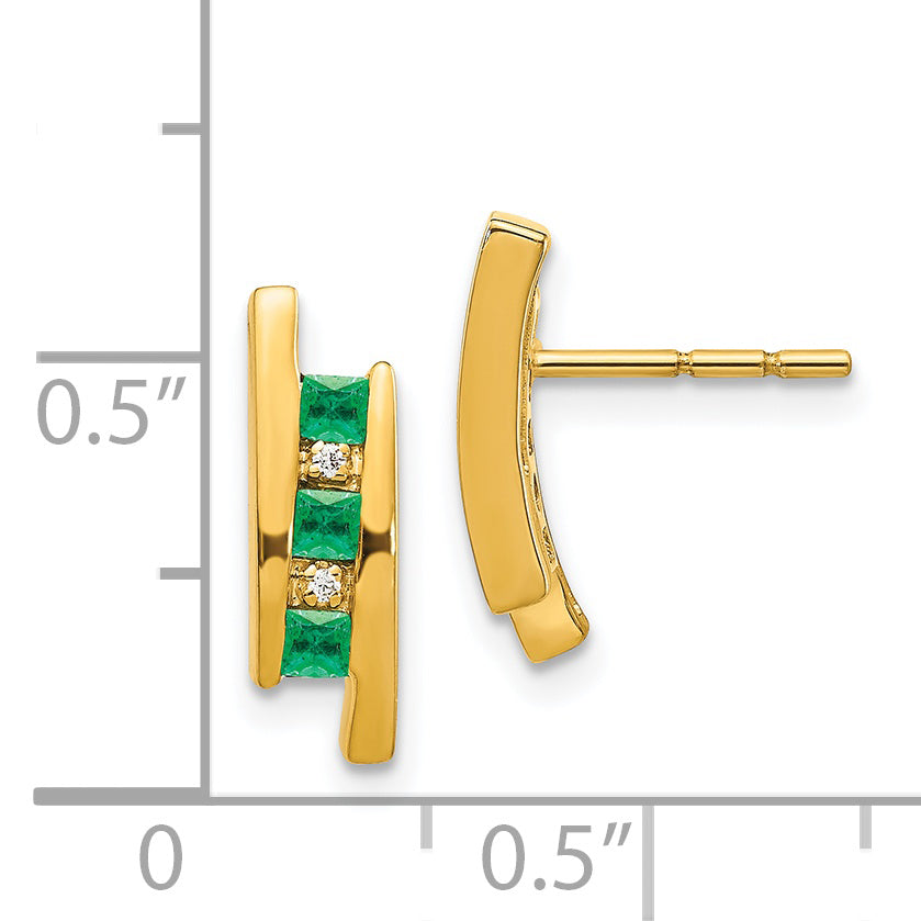 14k Diamond and Emerald Earrings (2.47 grams)