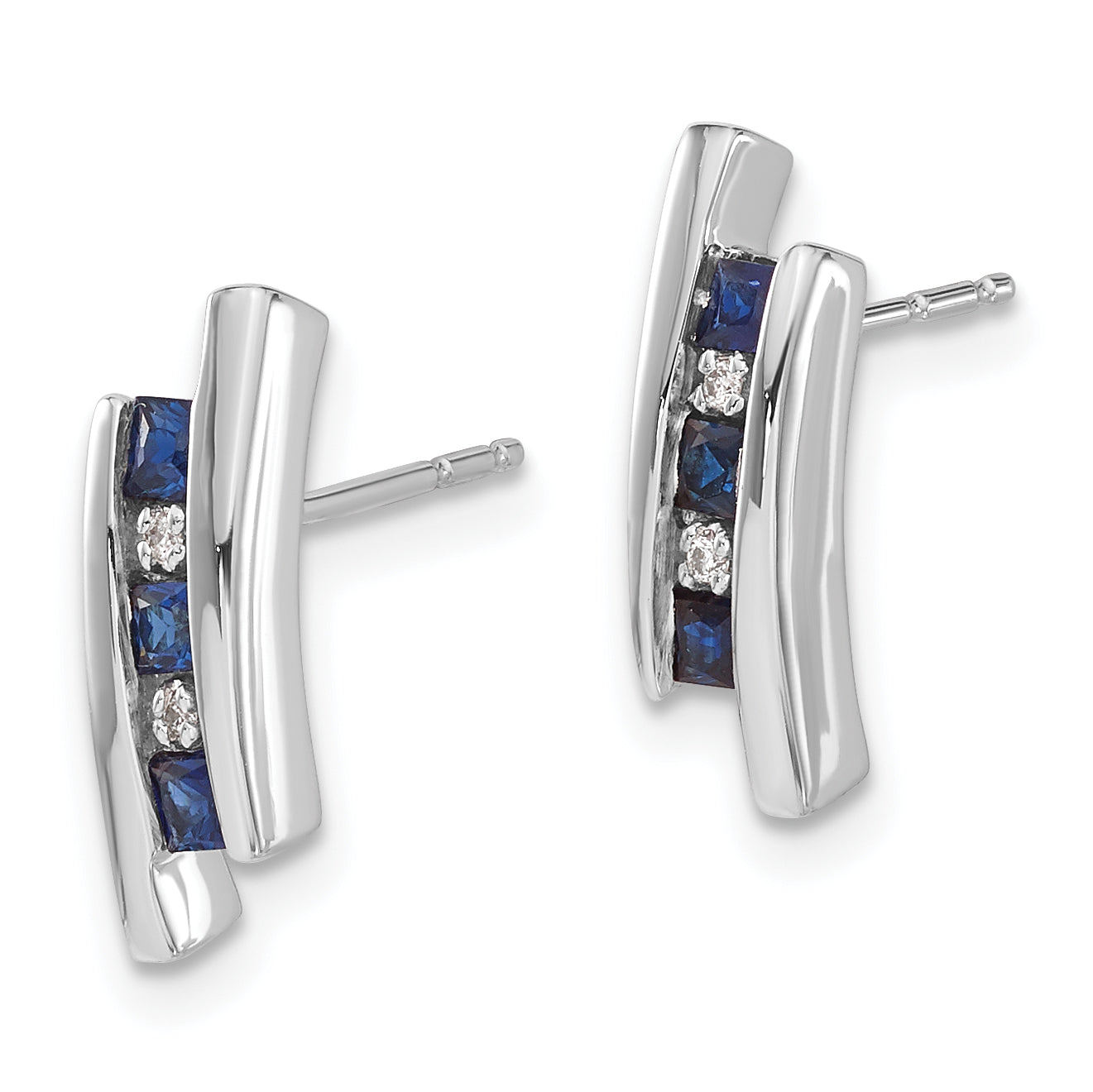 14k White Gold Diamond and Sapphire Earrings (2.47 grams)