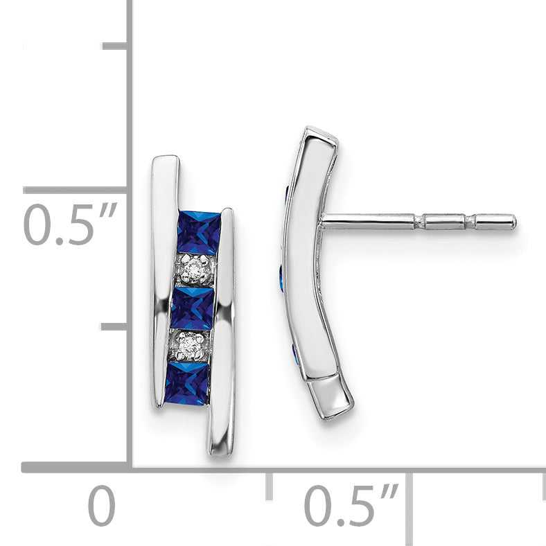 14k White Gold Diamond and Sapphire Earrings (2.47 grams)