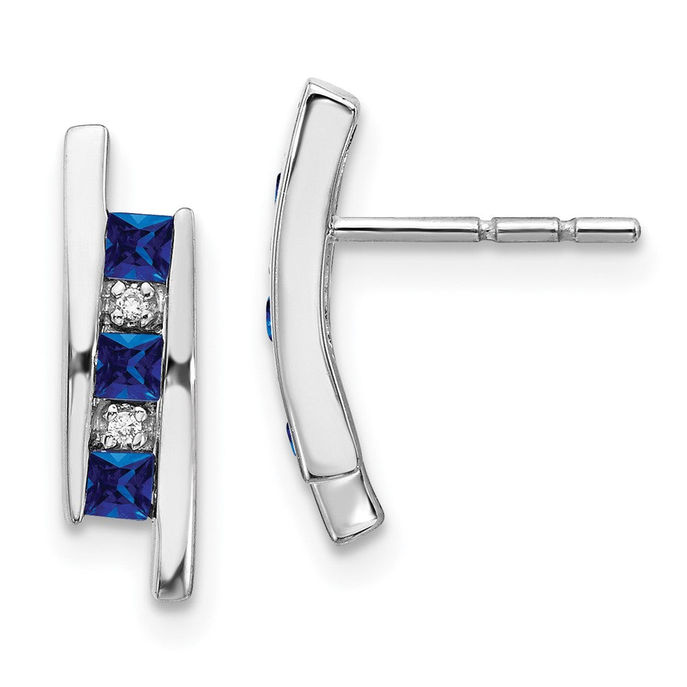 14k White Gold Diamond and Sapphire Earrings (2.47 grams)