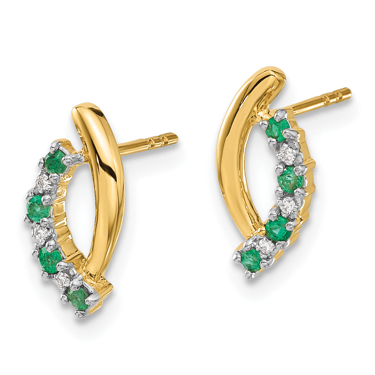 14k Diamond and Emerald Post Earrings (1.32 grams)