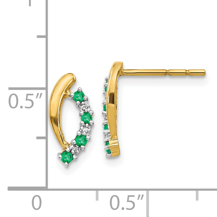 14k Diamond and Emerald Post Earrings (1.32 grams)