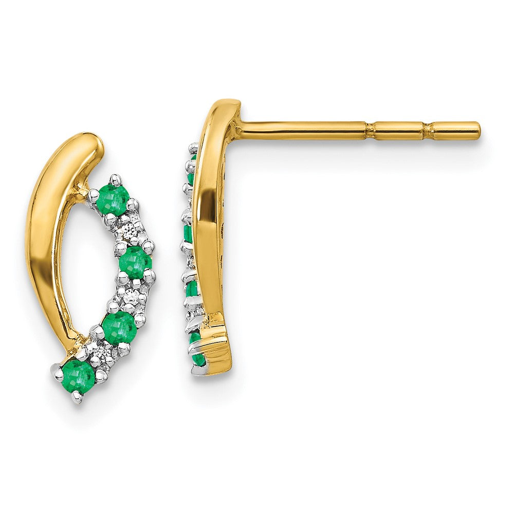 14k Diamond and Emerald Post Earrings (1.32 grams)