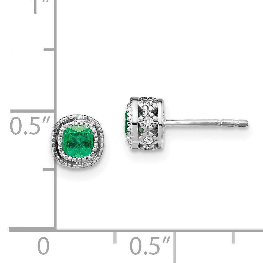 14k White Gold Emerald and Diamond Earrings (1.45 grams)