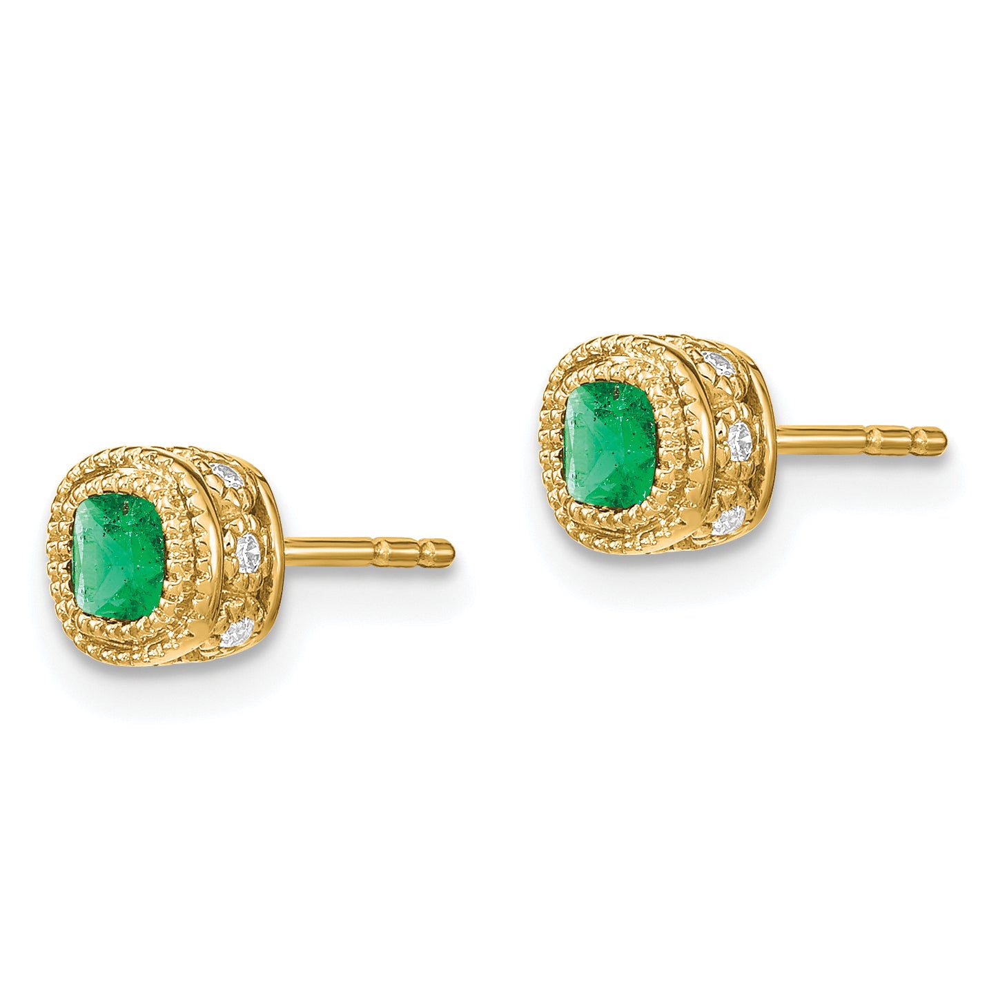 14k Emerald and Diamond Earrings (1.45 grams)