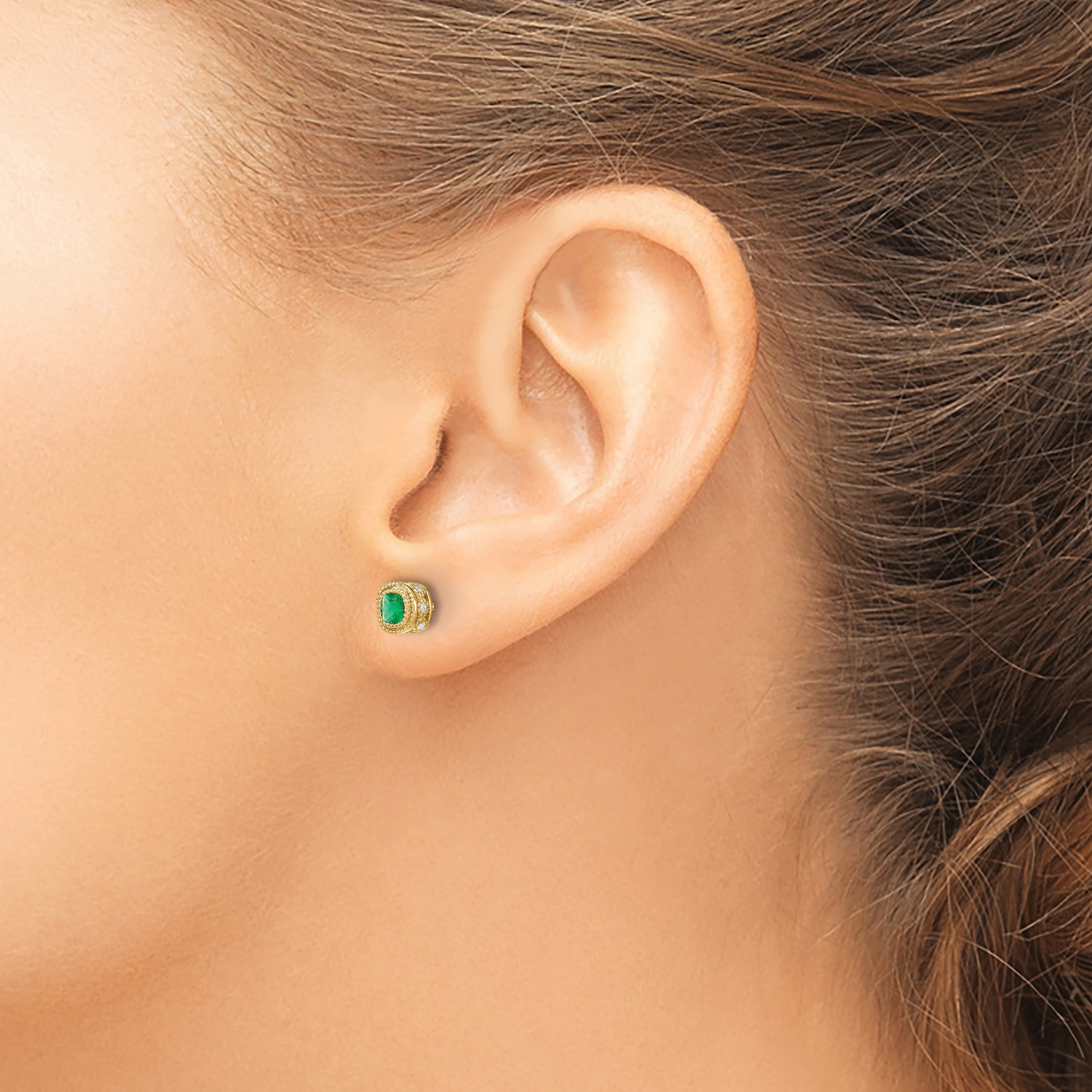 14k Emerald and Diamond Earrings (1.45 grams)