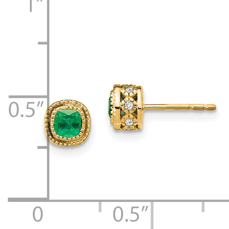 14k Emerald and Diamond Earrings (1.45 grams)