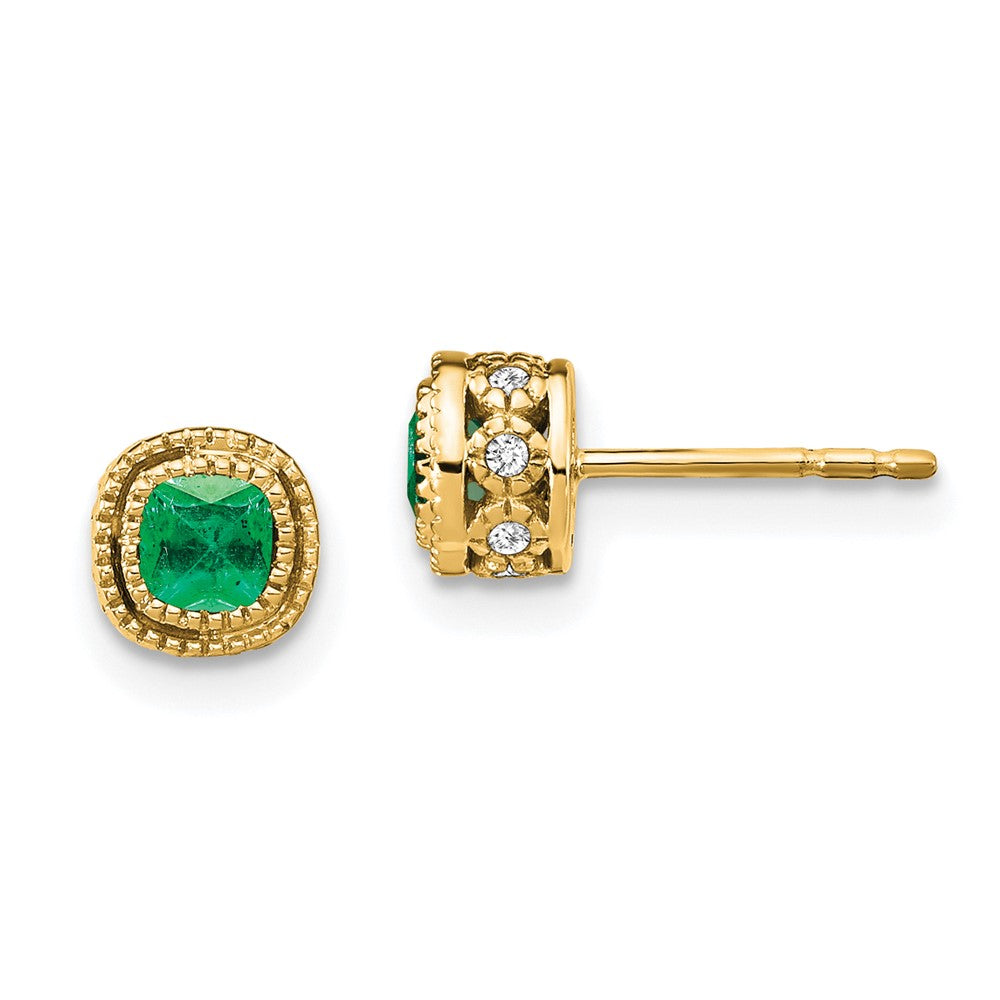 14k Emerald and Diamond Earrings (1.45 grams)