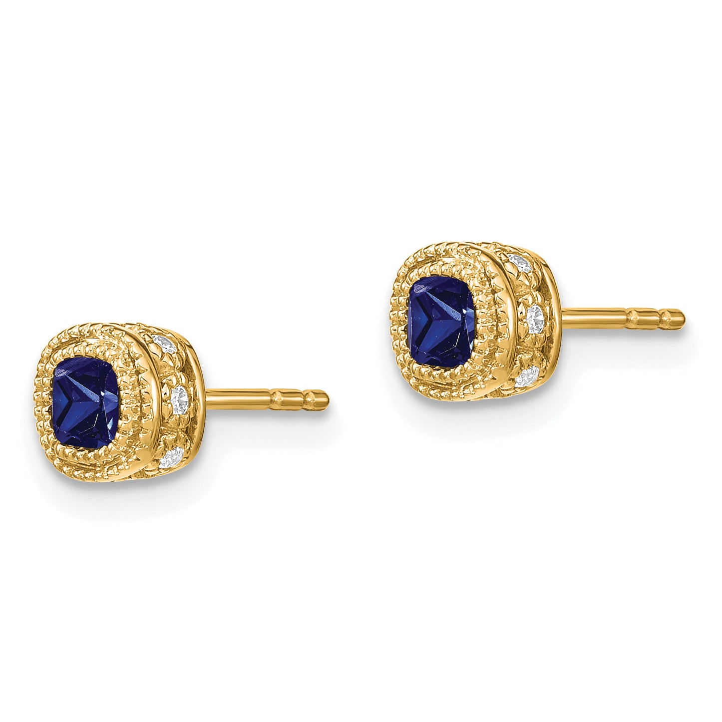 14k Cushion Sapphire and Diamond Earrings (1.45 grams)