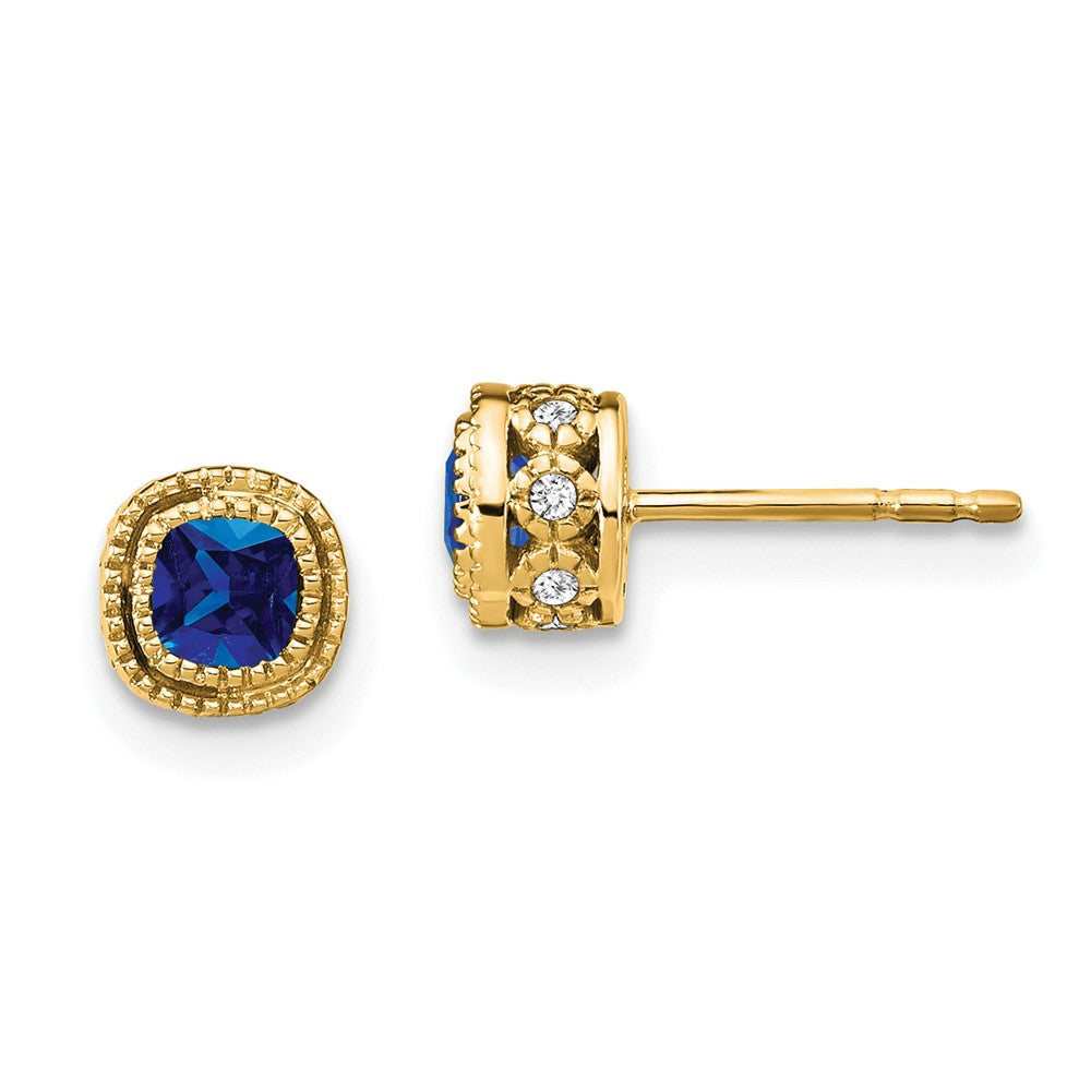 14k Cushion Sapphire and Diamond Earrings (1.45 grams)