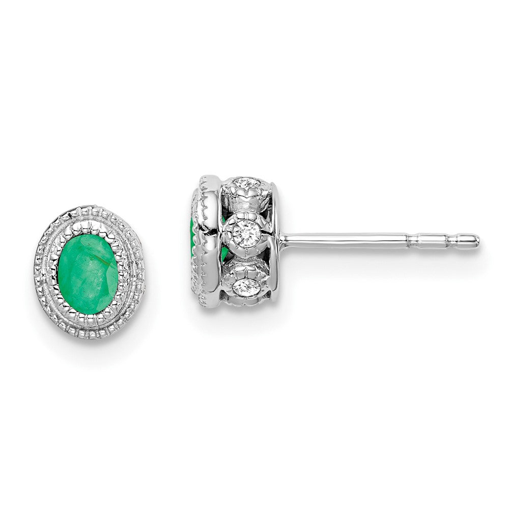 14k White Gold Emerald and Diamond Earrings (1.55 grams)