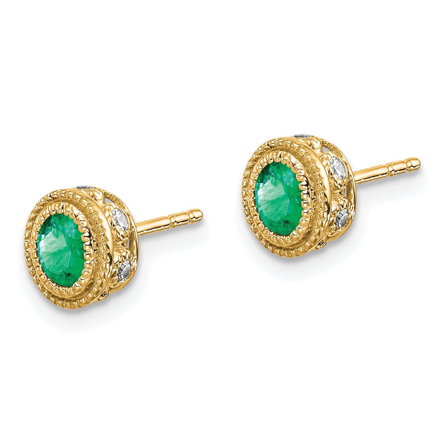 14k Emerald and Diamond Earrings (1.55 grams)