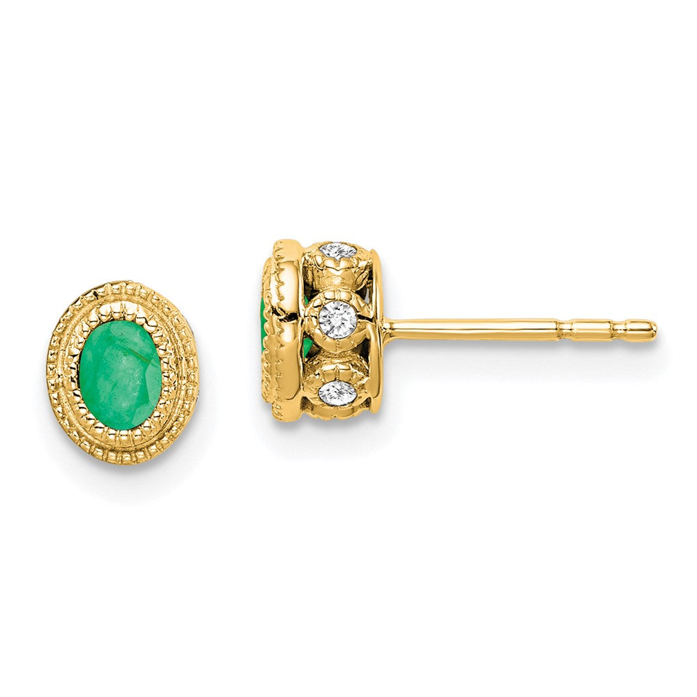 14k Emerald and Diamond Earrings (1.55 grams)