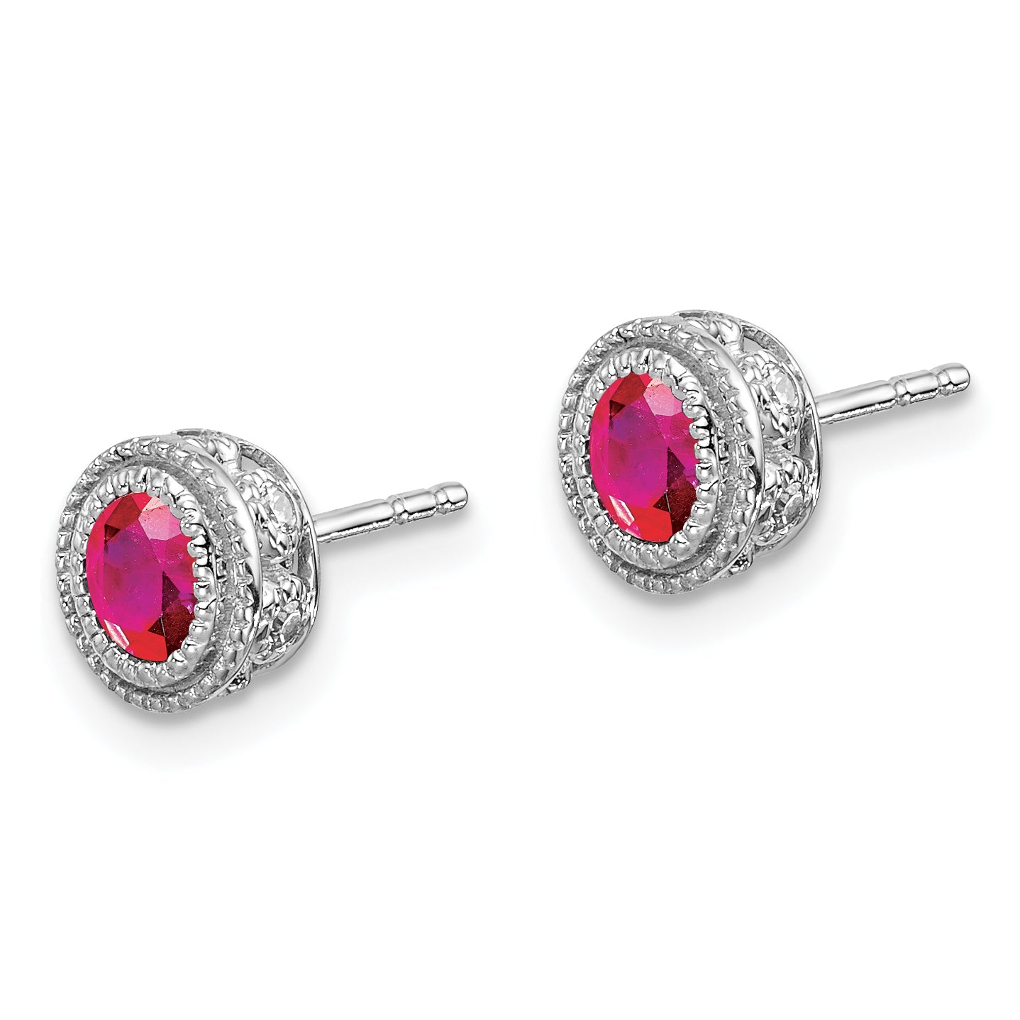 14k White Gold Ruby and Diamond Earrings (1.55 grams)