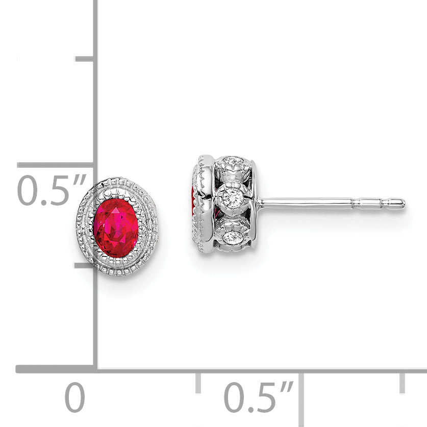 14k White Gold Ruby and Diamond Earrings (1.55 grams)