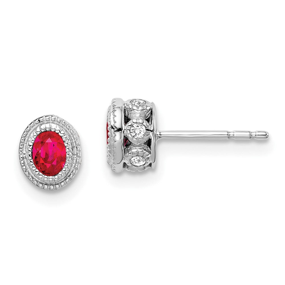 14k White Gold Ruby and Diamond Earrings (1.55 grams)