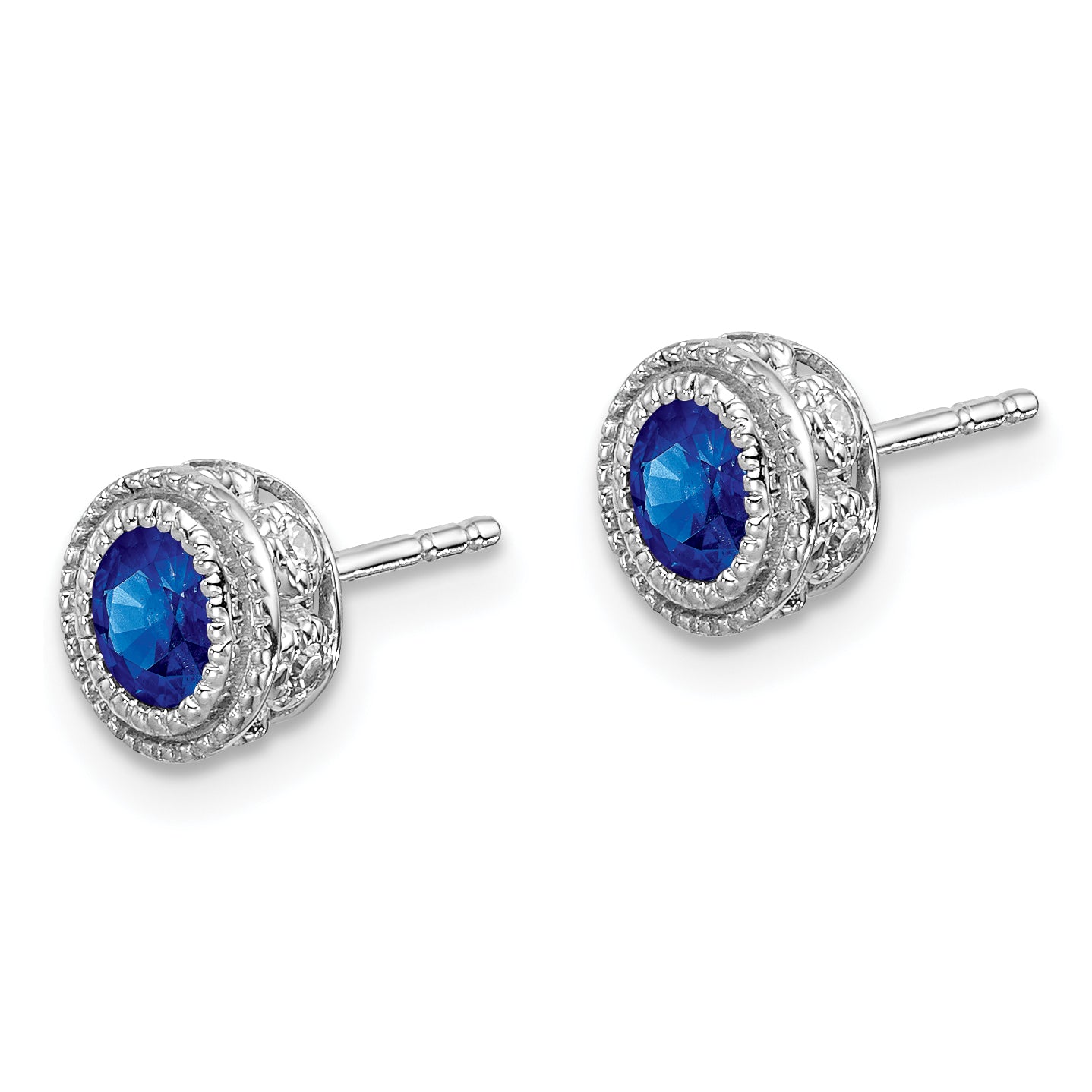 14k White Gold Sapphire and Diamond Earrings (1.55 grams)