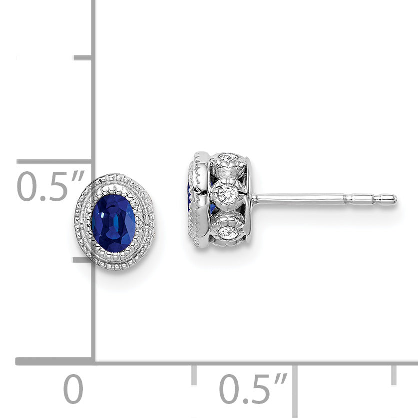 14k White Gold Sapphire and Diamond Earrings (1.55 grams)