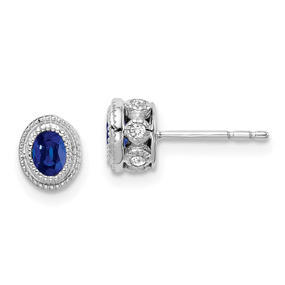 14k White Gold Sapphire and Diamond Earrings (1.55 grams)