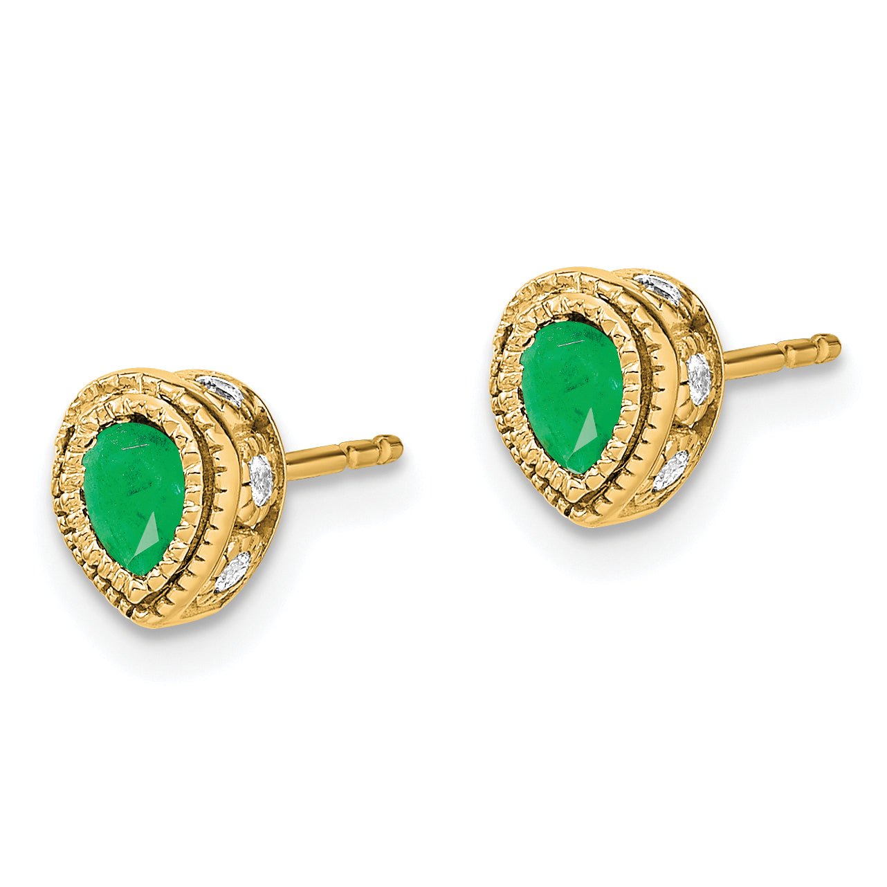 14k Emerald and Diamond Earrings (1.7 grams)