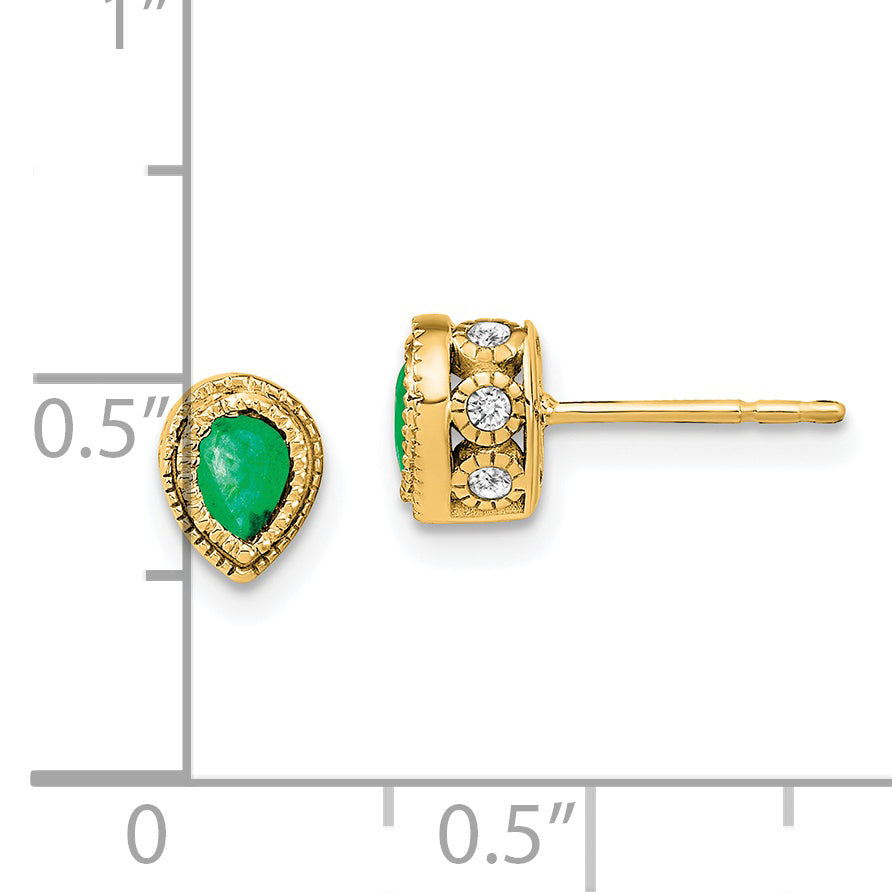 14k Emerald and Diamond Earrings (1.7 grams)