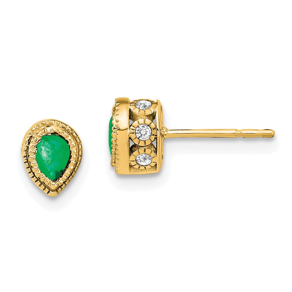 14k Emerald and Diamond Earrings (1.7 grams)