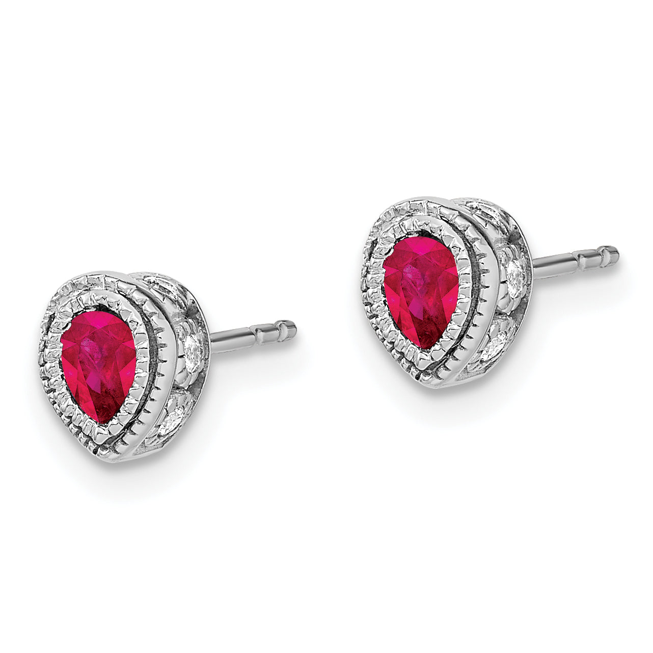 14k White Gold Ruby and Diamond Earrings (1.7 grams)