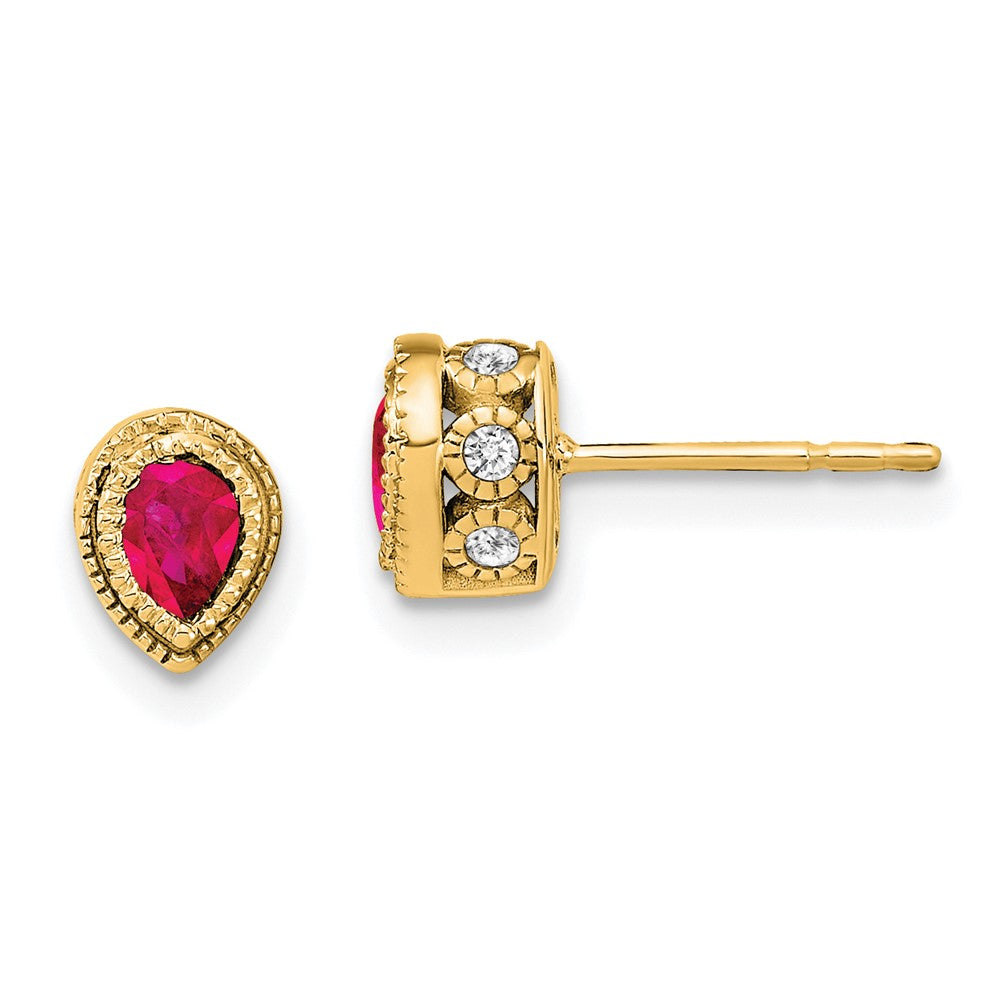 14k Ruby and Diamond Earrings (1.7 grams)