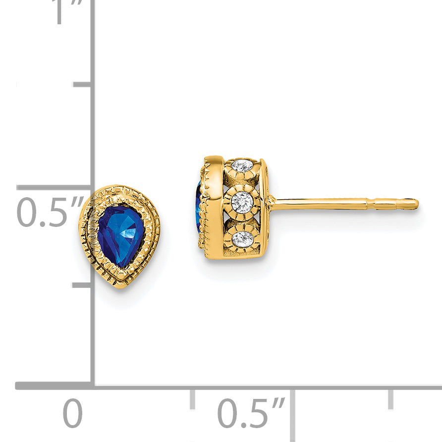 14k Sapphire and Diamond Earrings (1.7 grams)