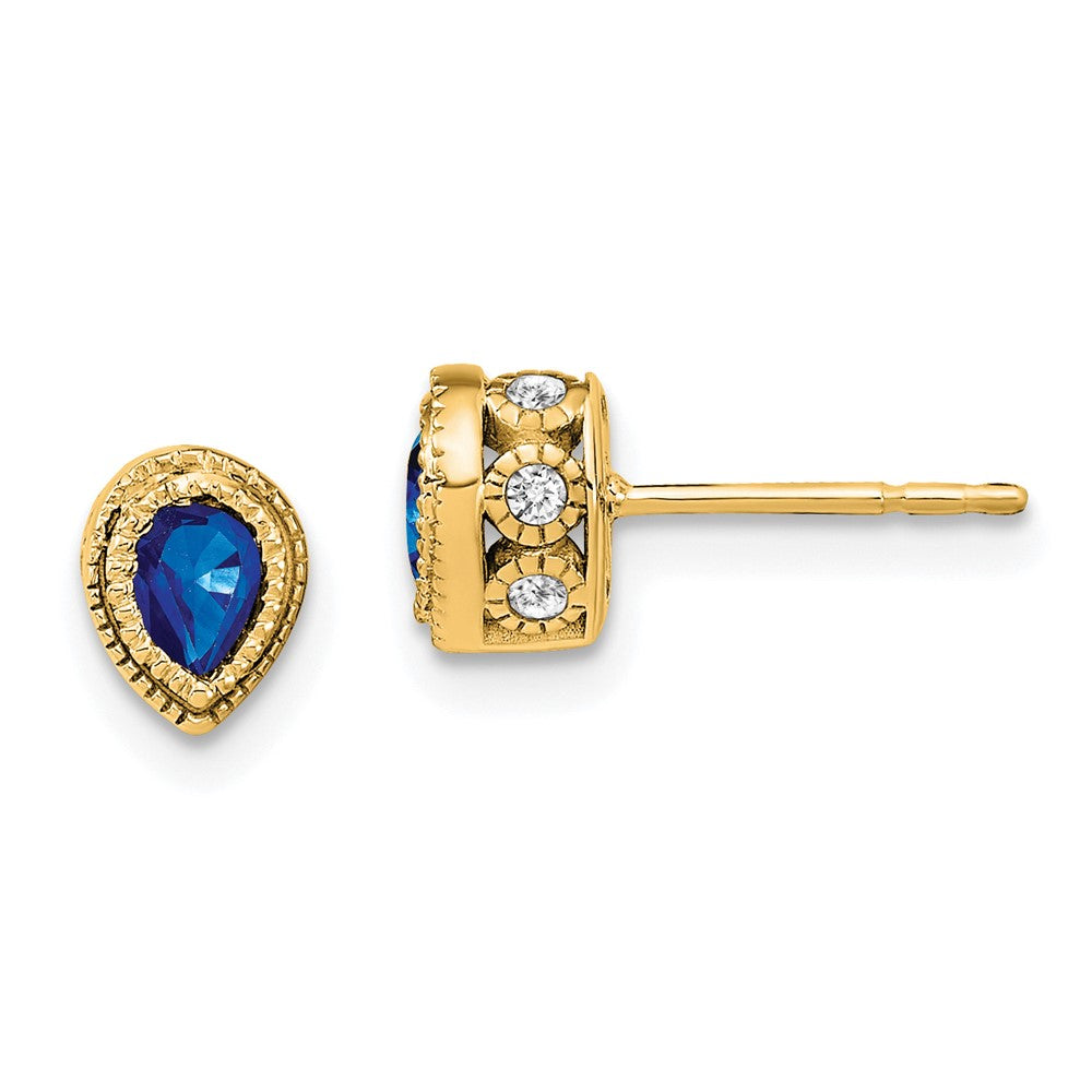 14k Sapphire and Diamond Earrings (1.7 grams)