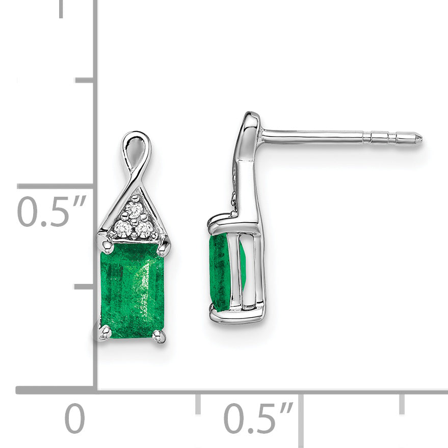 14k White Gold Emerald and Diamond Earrings (1.22 grams)