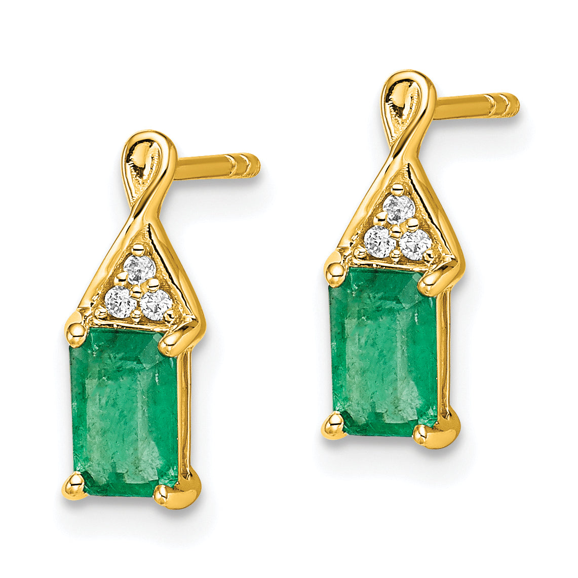 14k Emerald and Diamond Earrings (1.22 grams)