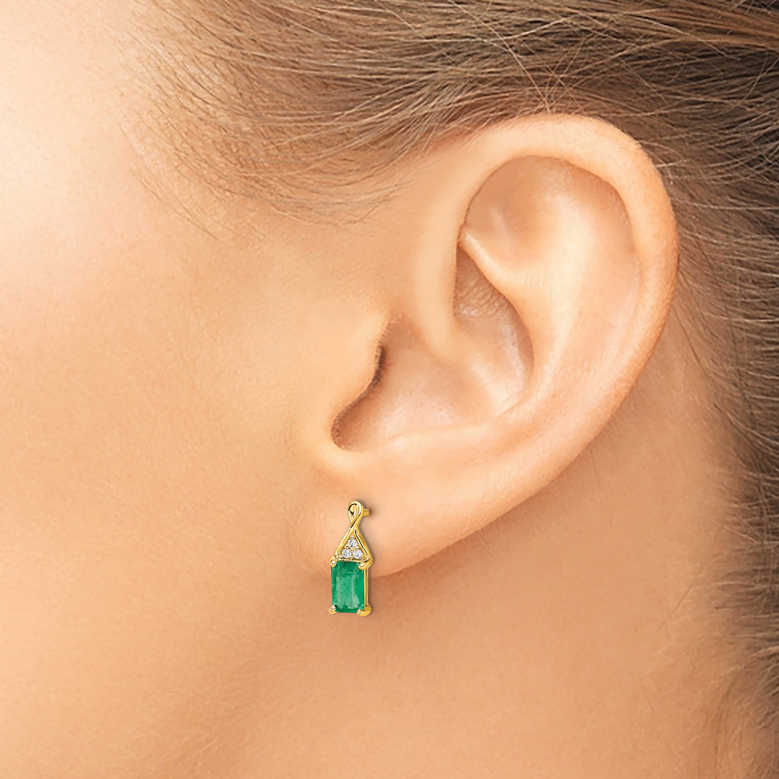 14k Emerald and Diamond Earrings (1.22 grams)