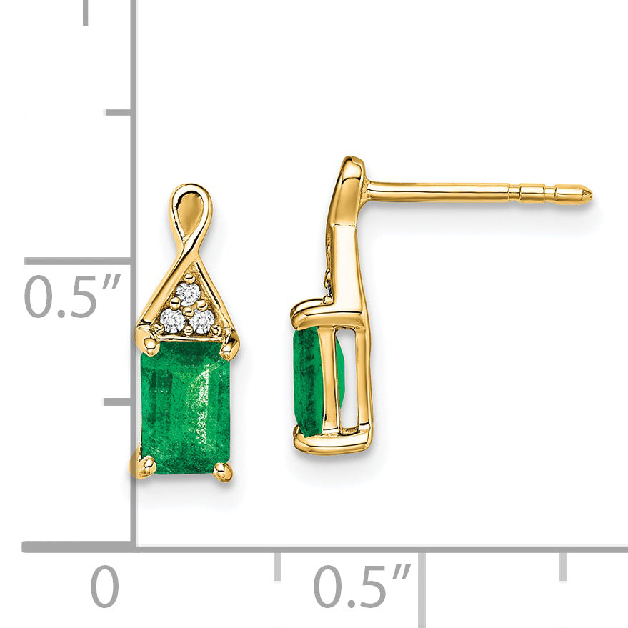 14k Emerald and Diamond Earrings (1.22 grams)