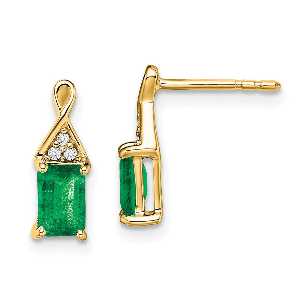 14k Emerald and Diamond Earrings (1.22 grams)