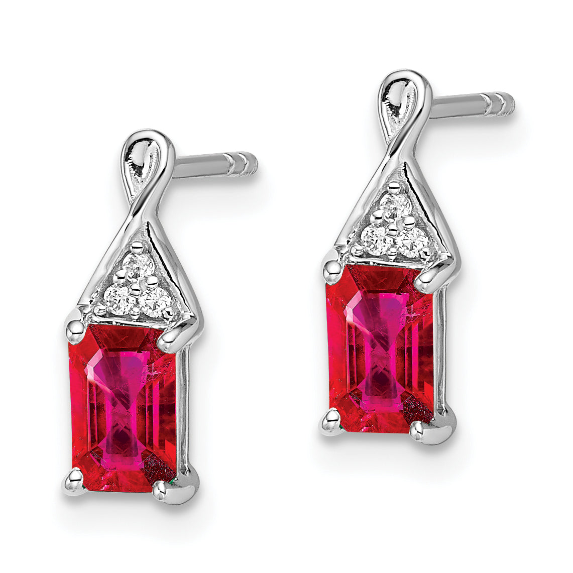 14k White Gold Ruby and Diamond Earrings (1.22 grams)