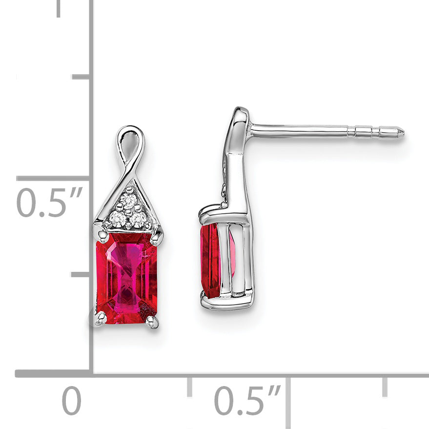 14k White Gold Ruby and Diamond Earrings (1.22 grams)