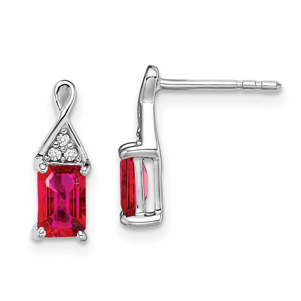 14k White Gold Ruby and Diamond Earrings (1.22 grams)