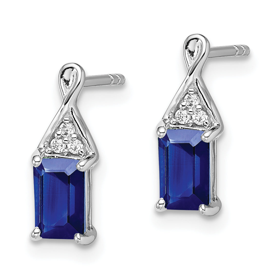 14k White Gold Sapphire and Diamond Earrings (1.22 grams)