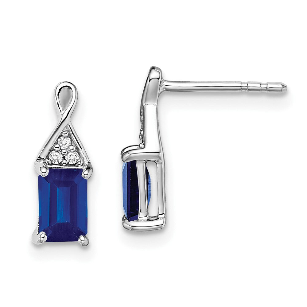 14k White Gold Sapphire and Diamond Earrings (1.22 grams)