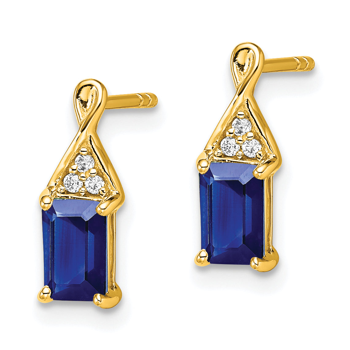 14k Sapphire and Diamond Earrings (1.22 grams)