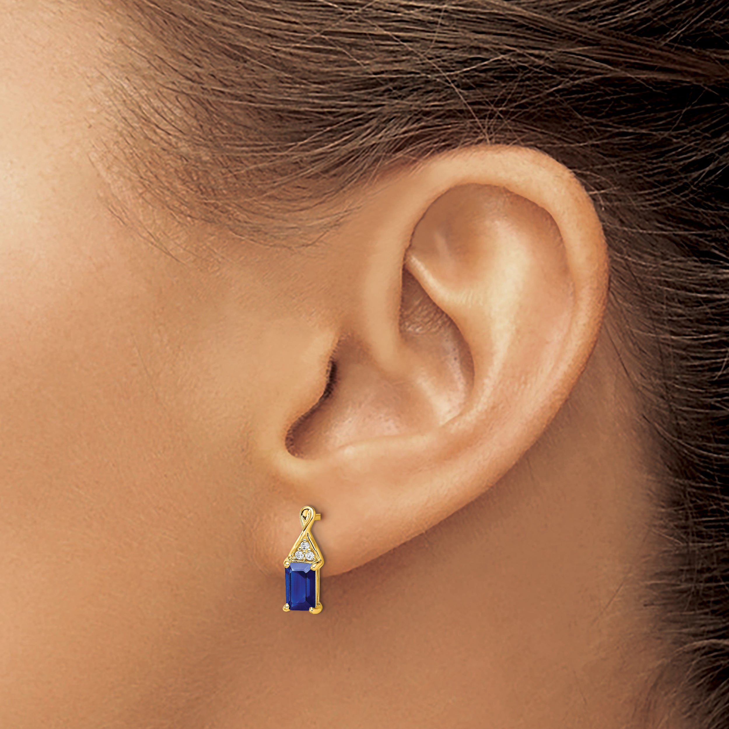 14k Sapphire and Diamond Earrings (1.22 grams)