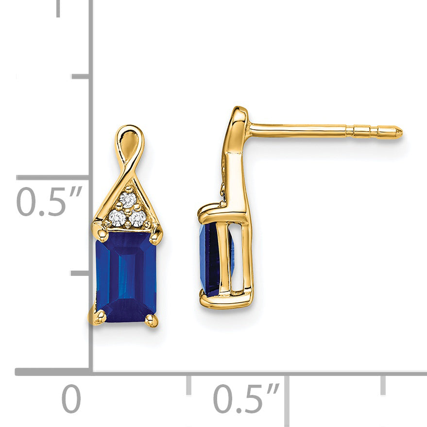 14k Sapphire and Diamond Earrings (1.22 grams)