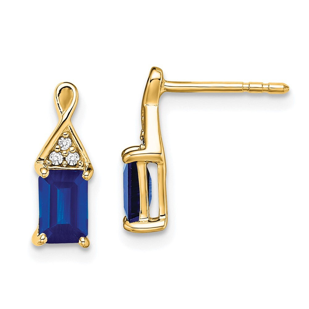 14k Sapphire and Diamond Earrings (1.22 grams)