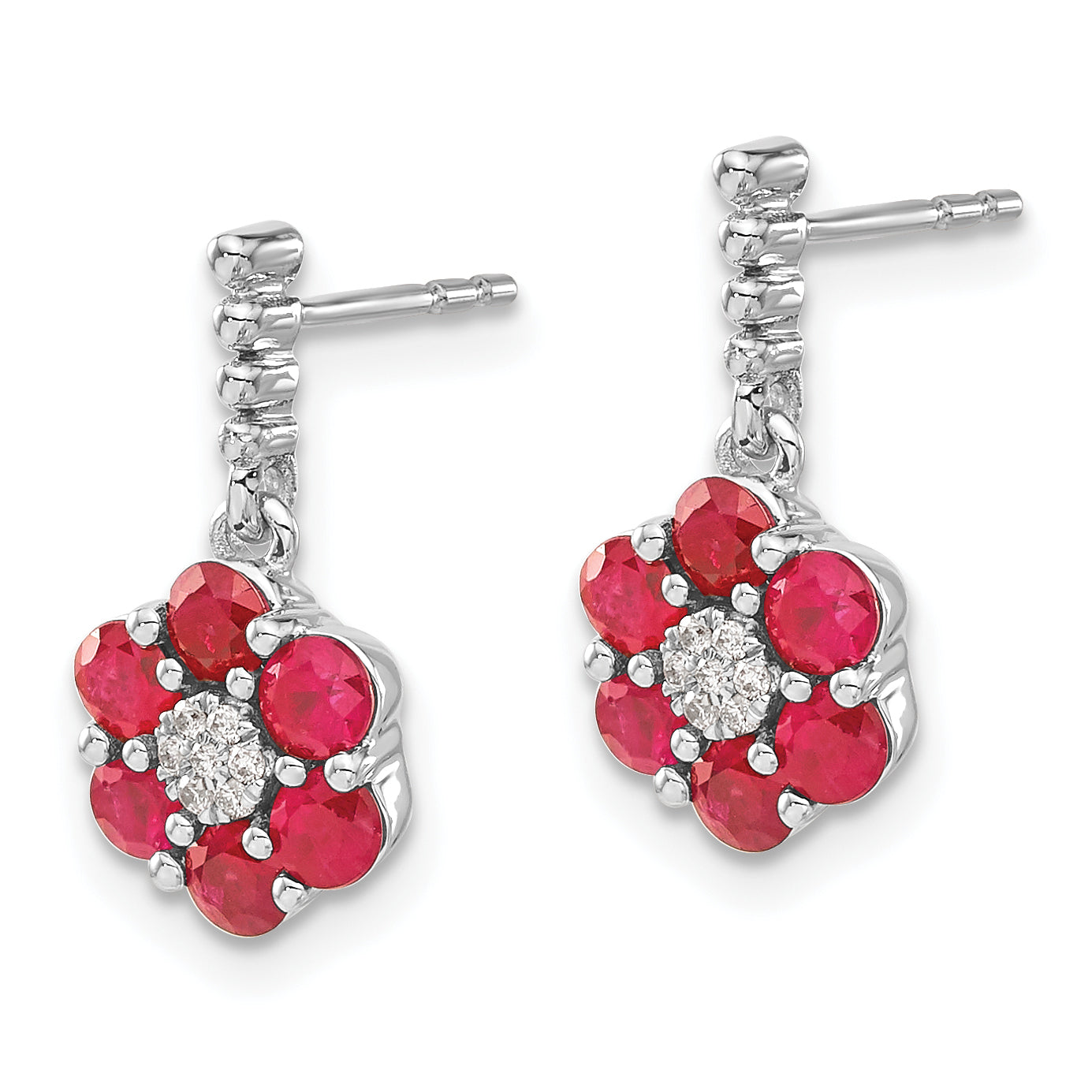 14k White Gold Ruby and Diamond Earrings (2.25 grams)